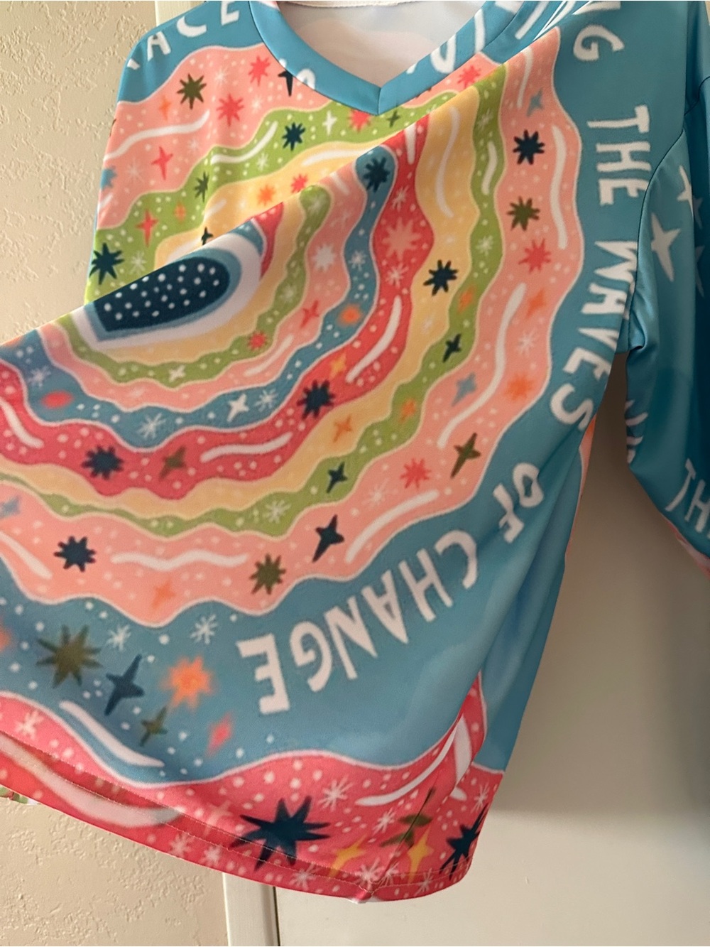 Long Sleeve Top - Size Medium Heart Spiral, Graphic Riding the Wave of Change - Picture 5 of 6